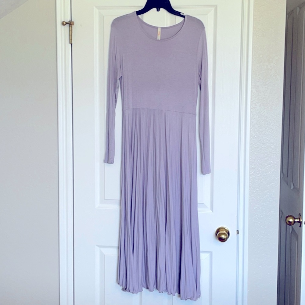 Lavender Orange Creek long sleeved midi dress.